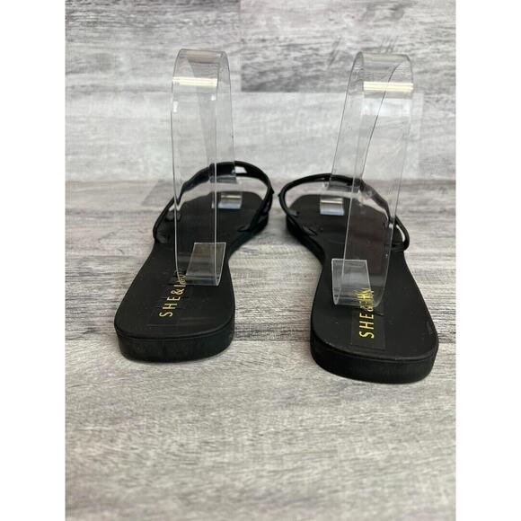 She & In Womens Black Open-Toe Slide Sandals Size 8 - Picture 3 of 8